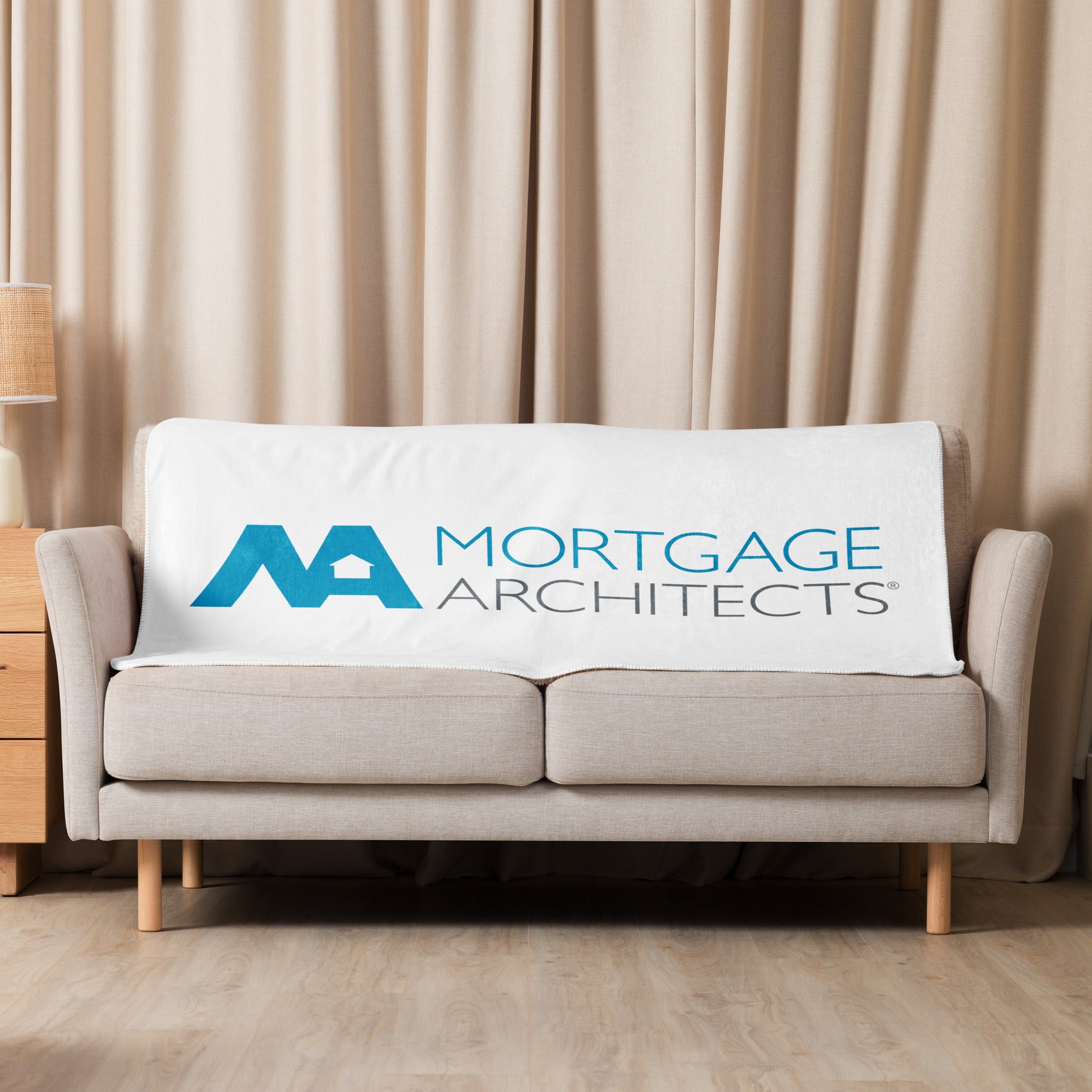 Mortgage Architects Logo-Emblazoned Sherpa Throw